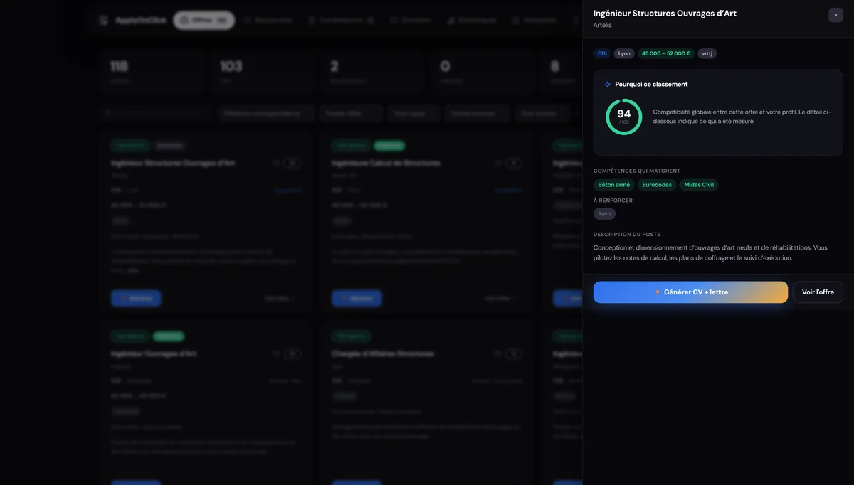 Pourquoi ce score , capture de l'application ApplyOnClick